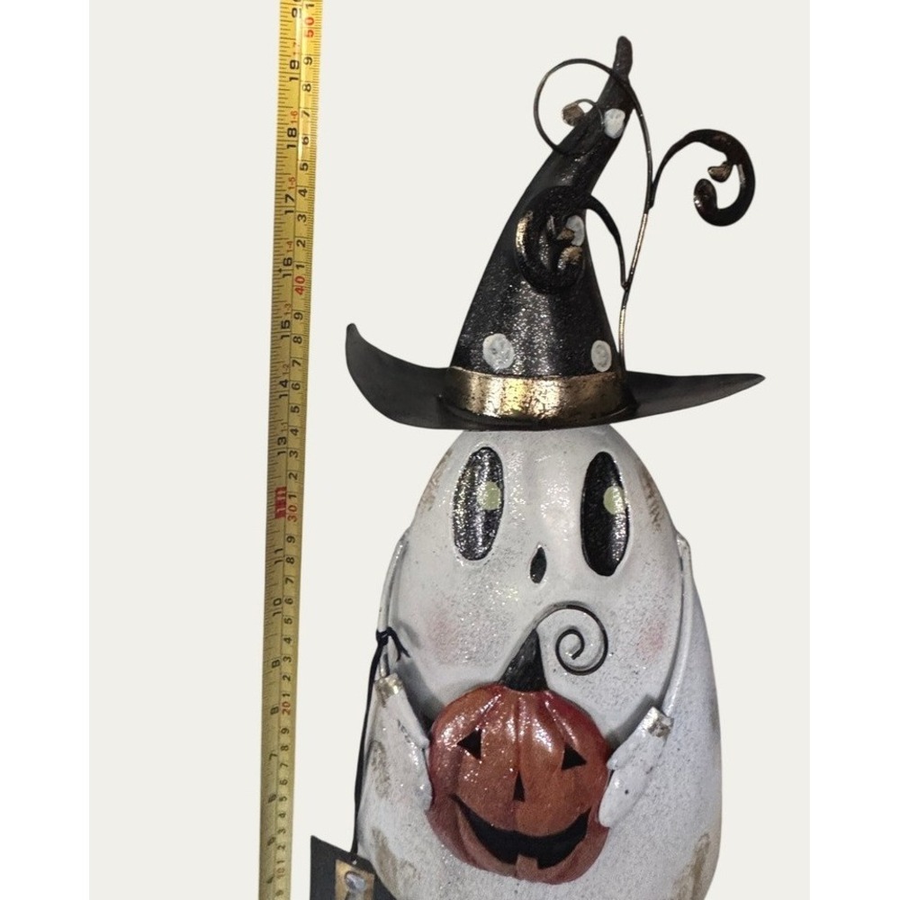 Cynthia Rowley Curious Halloween Ghost Metal Figurine Witch Hat Pumpkin Decor - Picture 9 of 10